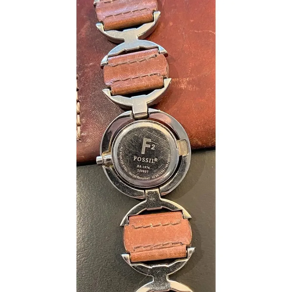 Women's Fossil F2 Watch, Silver Tone and Leather Band, ES-1976